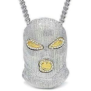 Silver Ski Mask Chain Rope Rob Necklace Hip Hop
